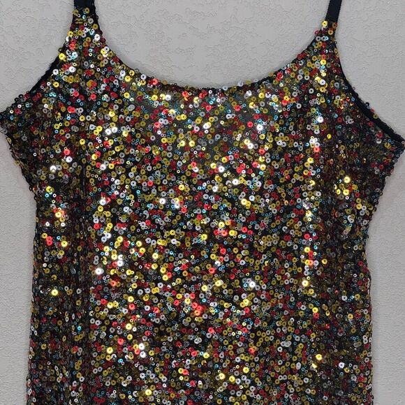 Free People Intimately Slip Dress Size Medium Multicolor Sequin Colorful Party - Picture 5 of 9